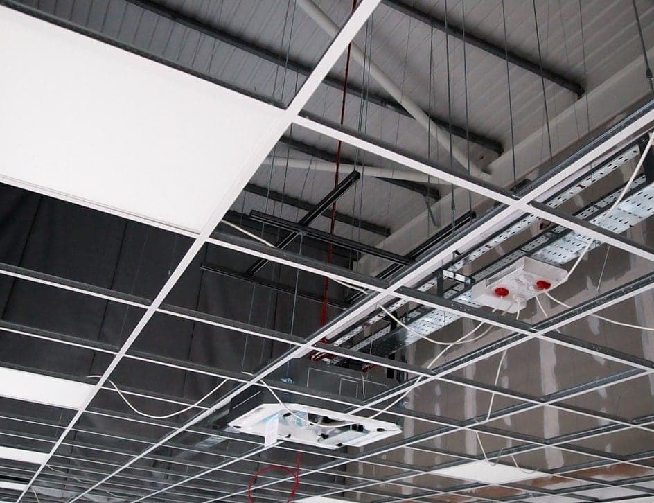 electrical lights on ceiling of a building