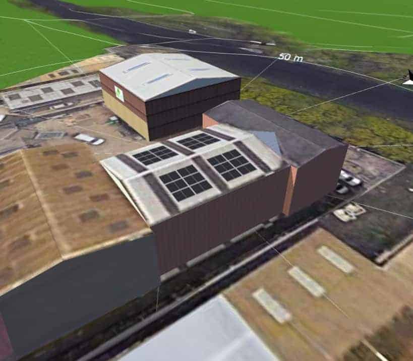 solar panels on a large commercial building